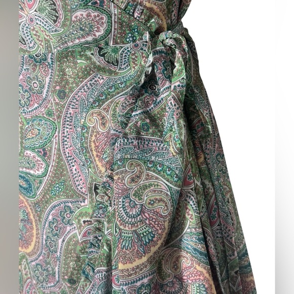 ALLSAINTS Zini Shahmina Paisley Wrap Mini Short Sleeve Dress Green Pink size 6 - Picture 9 of 17